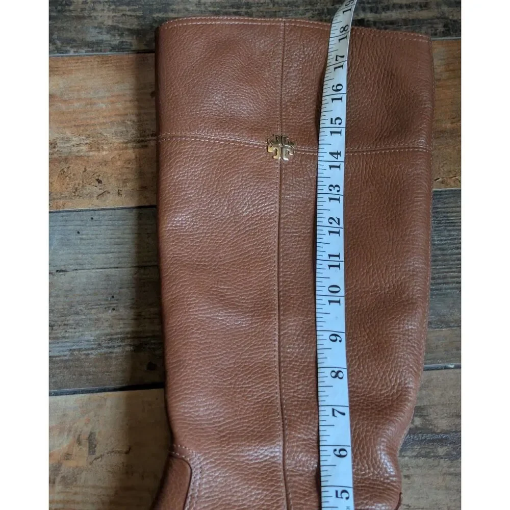 Tory Burch Cognac Tan Pebbled Leather Equestrian Riding Boots, Size 10.5M